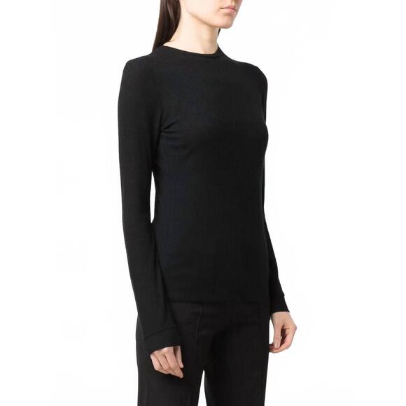NEW LOULOU DE SAISON ortigia ribbed jersey long sleeve t-shirt in black - Picture 2 of 5